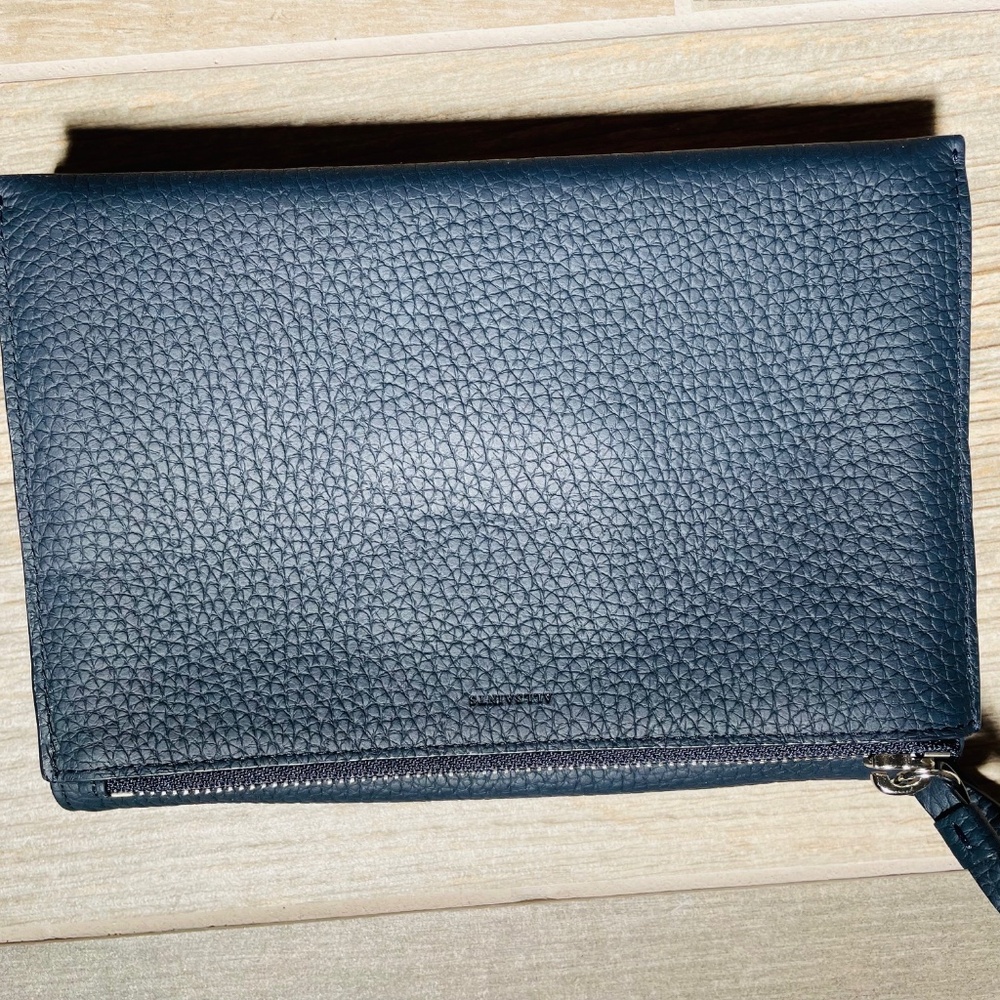ALL SAINTS Navy Fetch Chain Leather Crossbody Bag - Picture 2 of 8